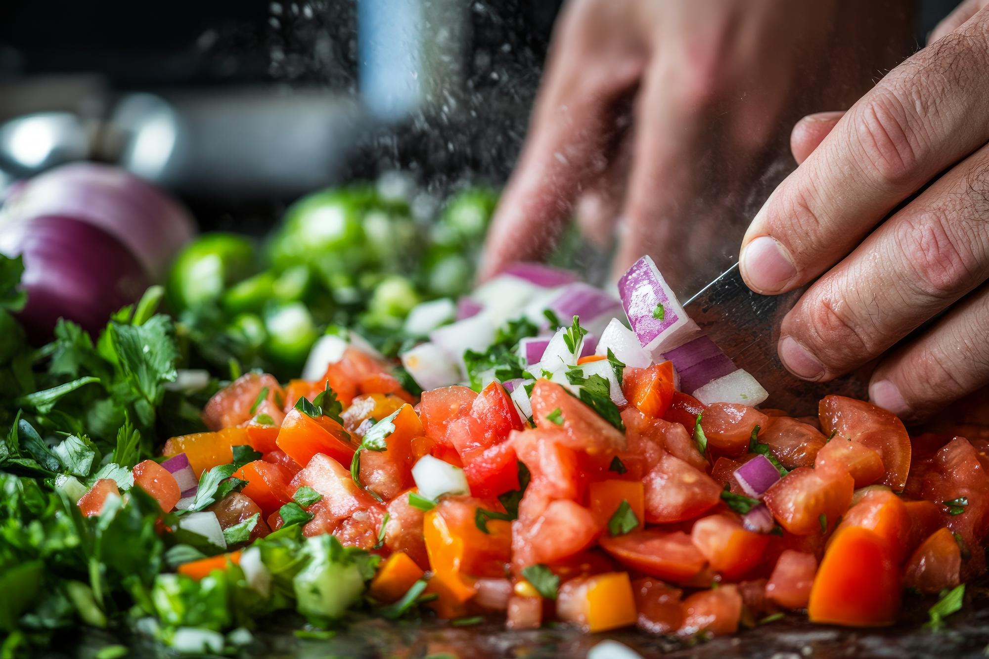 Chef bereitet Gemüse vor